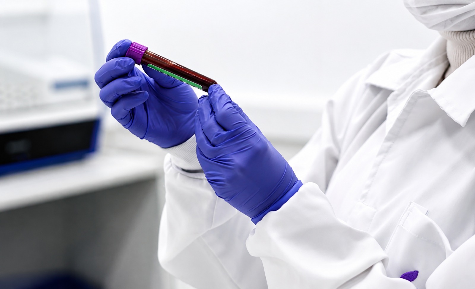 Coleta de amostra de sangue em tubo de ensaio